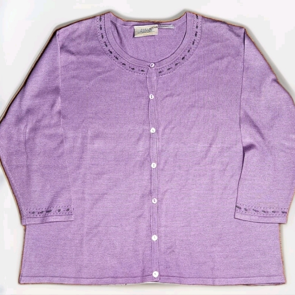 VTG Field Manor Silk Blend Cardigan Size L  Color lavender 💜
